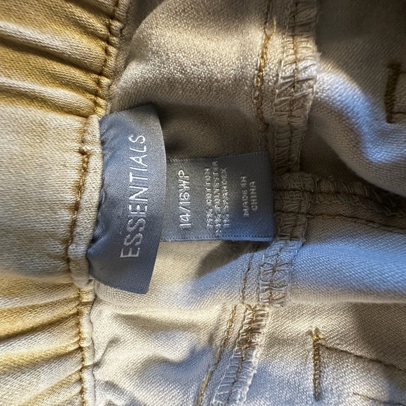 Essentials Tan Trousers Relaxed Fit Elastic Waist Petite 14/16 - Picture 6 of 6